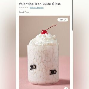 New without tags! Anthropologie XO Valentine Icon Juice Glass